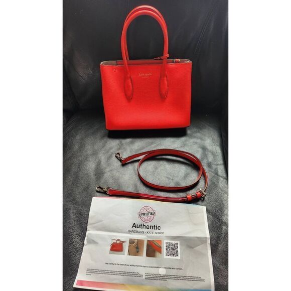 NWOT Kate Spade red leather tote or crossbody bag WITH Certificate of Authentici - Picture 1 of 9